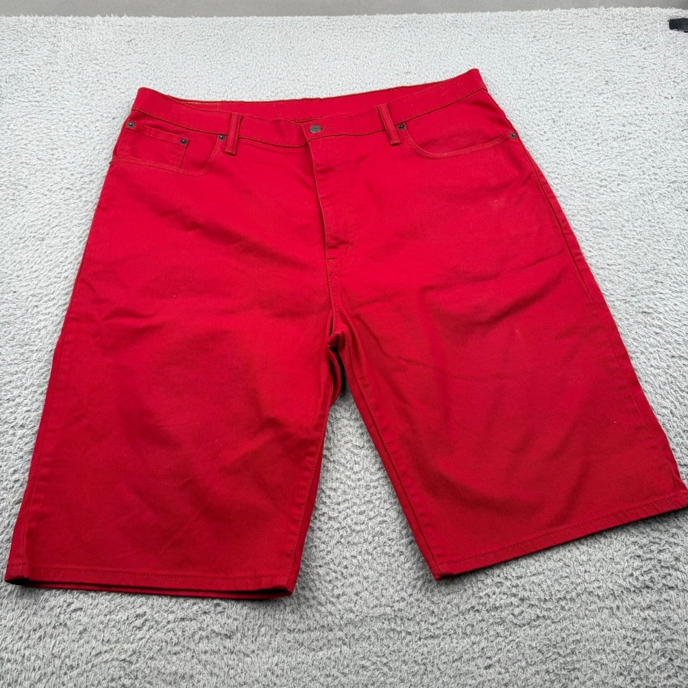 Levi's 569 Loose Fit Denim Shorts Mens Size 40 Red Solid Y2K Retro